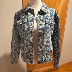 NWT Disney Parks Blue and White Floral Minnie Jean Jacket, S
